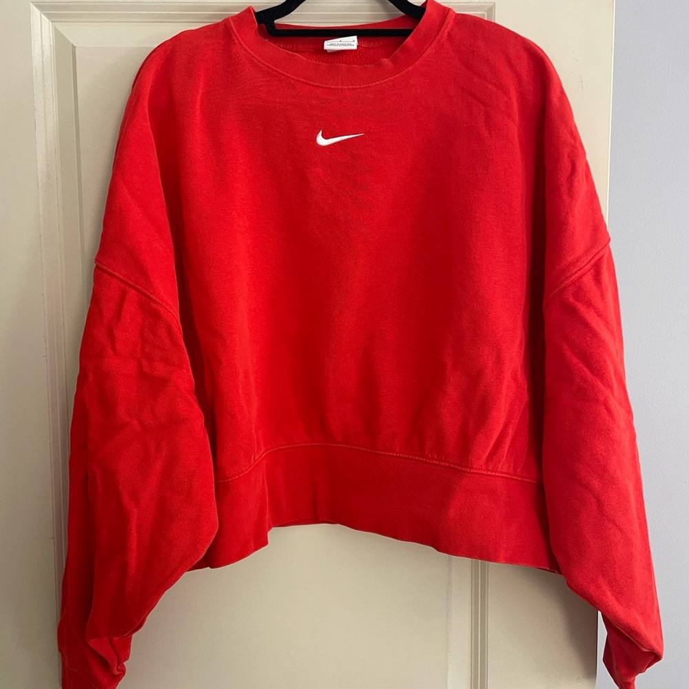 Nike Women's Bold Red Cropped Sweatshirt